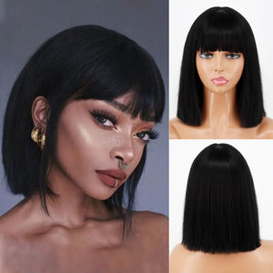 Synthetic Blonde Wig with Bangs Short Wigs for Women