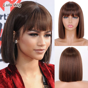 Synthetic Blonde Wig with Bangs Short Wigs for Women