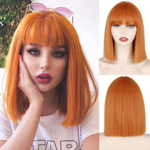 Synthetic Blonde Wig with Bangs Short Wigs for Women