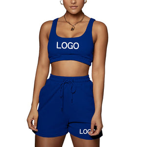 Custom Your Logo Women Sports Vest Crop Top and Short Pants