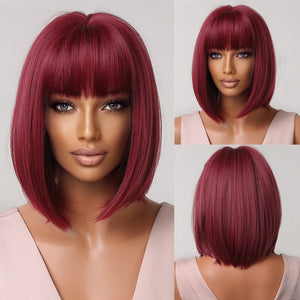 Short Straight Synthetic Wigs for Women Blonde to Brown