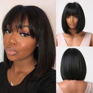 Short Straight Synthetic Wigs for Women Blonde to Brown