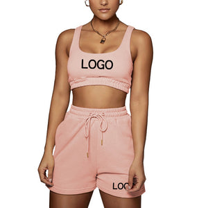 Custom Your Logo Women Sports Vest Crop Top and Short Pants