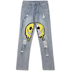 Irregular Ripped Hole Jeans Denim Pant