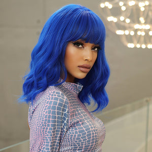 Blue Short Bob Cosplay Lolita Synthetic Wigs