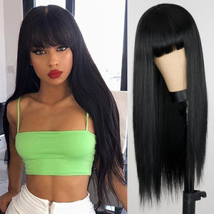 Synthetic Blonde Wig with Bangs Short Wigs for Women