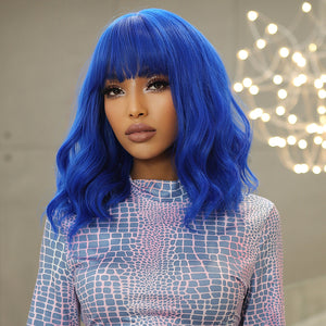 Blue Short Bob Cosplay Lolita Synthetic Wigs