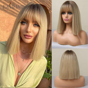 EASIHAIR Synthetic Bob Wigs with Bang Short