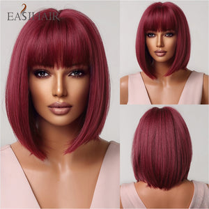 EASIHAIR Synthetic Bob Wigs with Bang Short