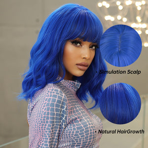 Blue Short Bob Cosplay Lolita Synthetic Wigs