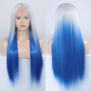 Ombre Sliver Blue Lace Front Wigs