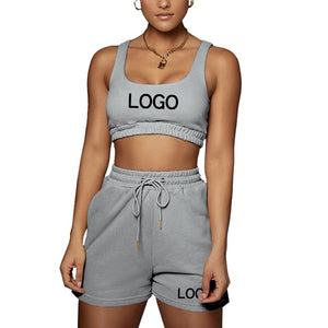 Custom Your Logo Women Sports Vest Crop Top and Short Pants