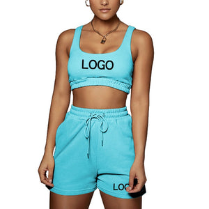 Custom Your Logo Women Sports Vest Crop Top and Short Pants