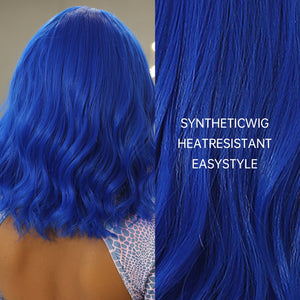 Blue Short Bob Cosplay Lolita Synthetic Wigs