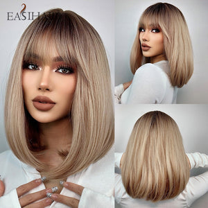 EASIHAIR Synthetic Bob Wigs with Bang Short