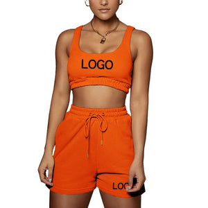 Custom Your Logo Women Sports Vest Crop Top and Short Pants