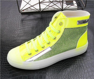 Leather High Top Hip Hop Sneakers green