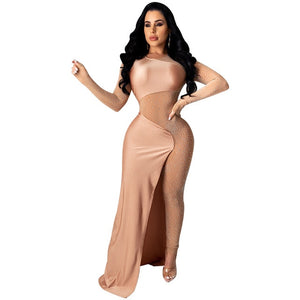 New Fashion Women Mesh Diamonds Stitching Jumpsuits