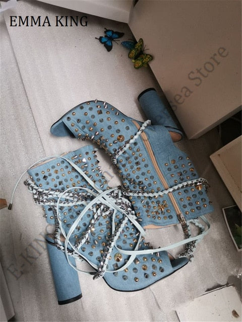 New Rivet Decoration High Heel Women Sandals