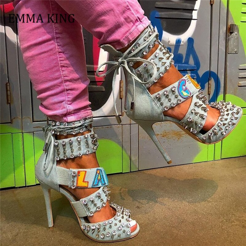 New Rivet Decoration High Heel Women Sandals