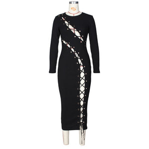 Long Sleeve Bandage Maxi Party Dress