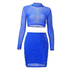 Hollow Out Sequins Mesh Embellished Mini Dress