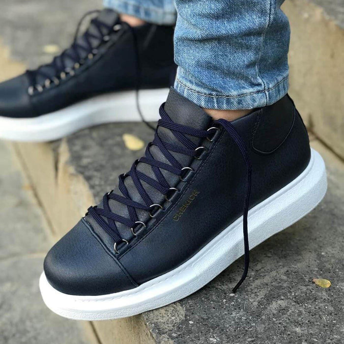 Dark Blue high quality 100% vegan leather men boots