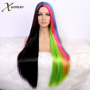 Christmas Rainbow  Straight Synthetic Wig