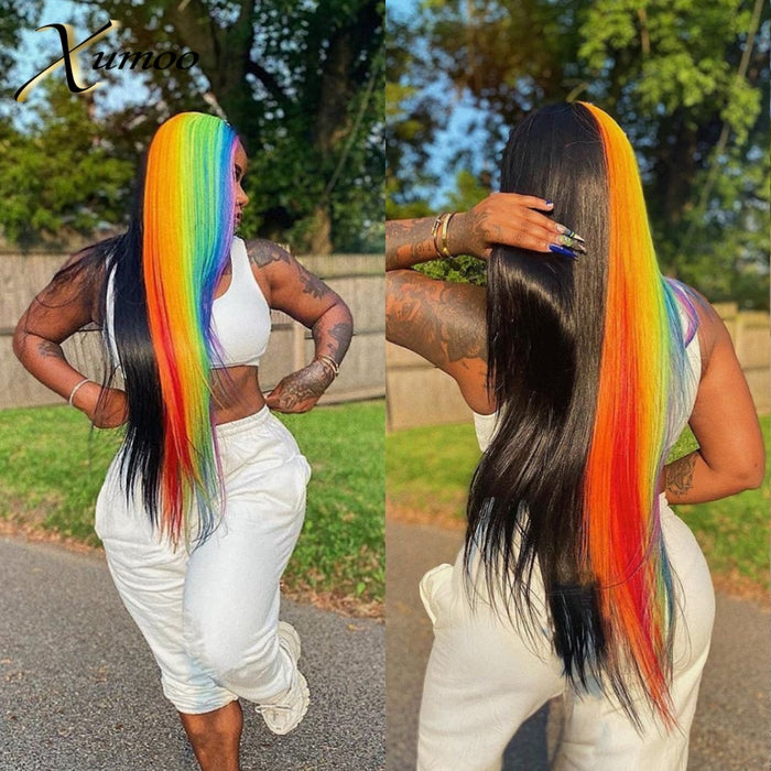 Christmas Rainbow  Straight Synthetic Wig