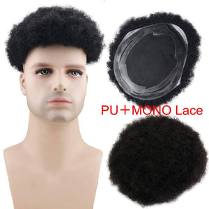 Men's Toupee 10x8" Replacement Afro Curl Mens Wig