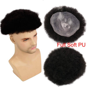 Men's Toupee 10x8" Replacement Afro Curl Mens Wig