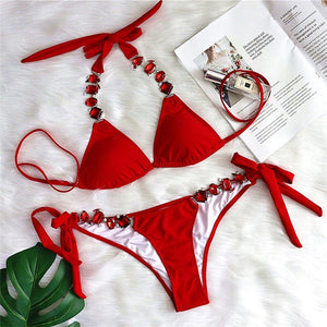 female crystal swimwear women