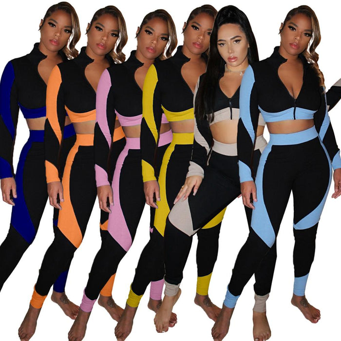 Women Tracksuit Ribbed Two Pieces Set Pants