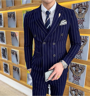 Luxury men's striped wedding casual tuxedo