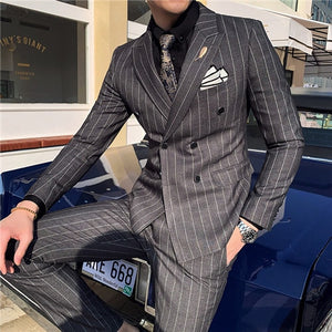 Luxury men's striped wedding casual tuxedo