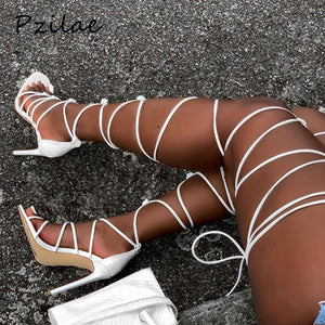 New women gladiator knee high sandals