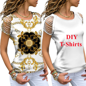 Ladies Short Sleeve Personality DIY High Streetwear Tops