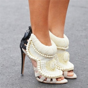 Bead Cutouts High Heel Shoes Woman