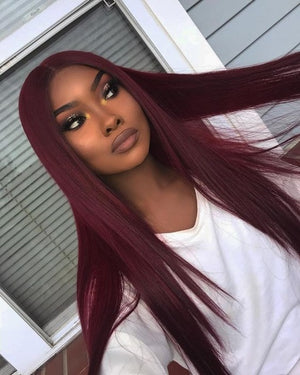 Straight Orange Human Hair Wigs For Women