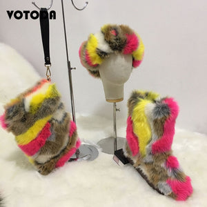 Winter Fluffy Women  Fur Bag