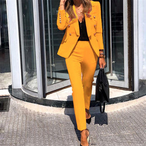 Women Blazer Sets Solid Color